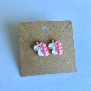 2/$15- Pink and White Unicorn Earrings Handmade